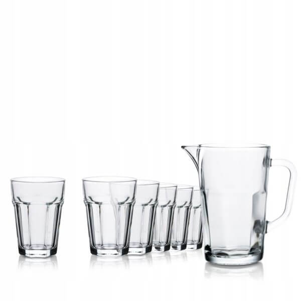 Zestaw do wody soku 6 szklanek longdrink + dzbanek 1 l
