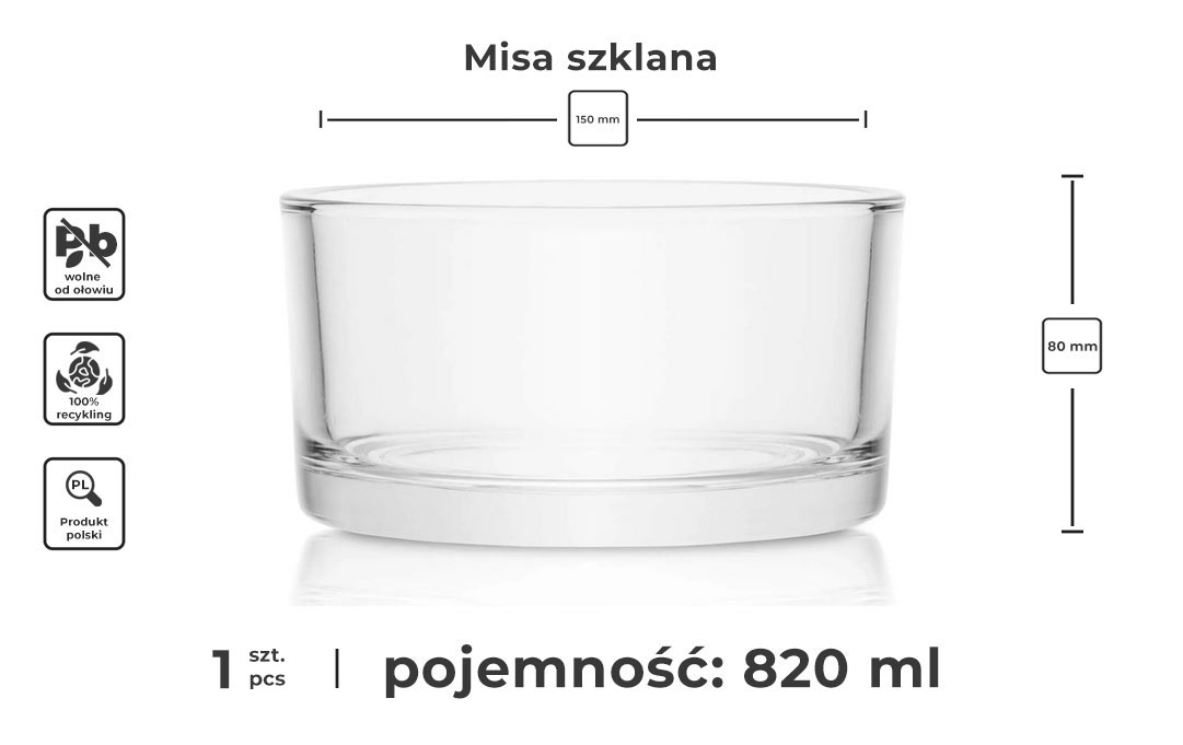 Misa szklana 15 cm - infografika
