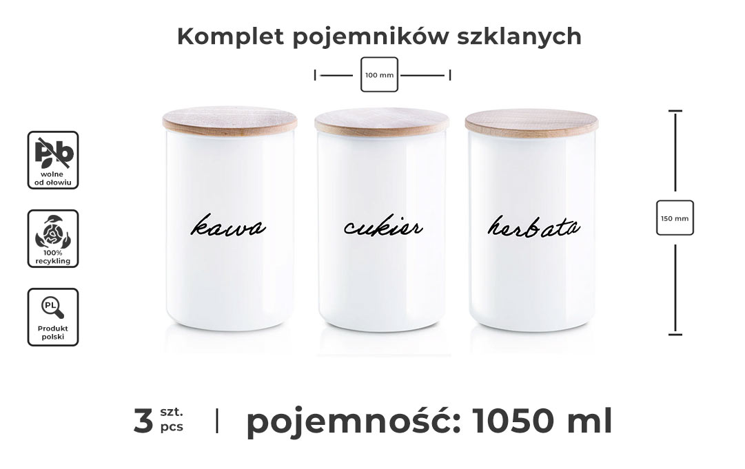 Komplet białych pojemników na kawę herbatę i cukier