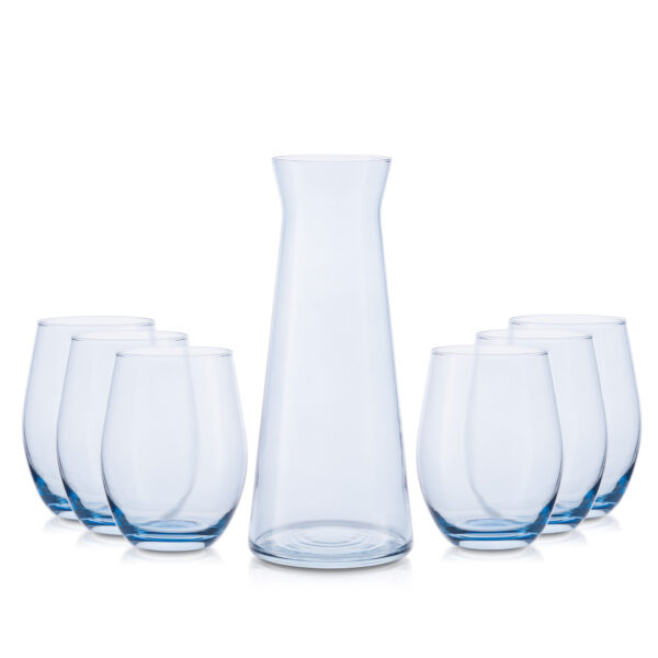 Zestaw do wody karafka niebieski transparent + 6 szklanek dużych