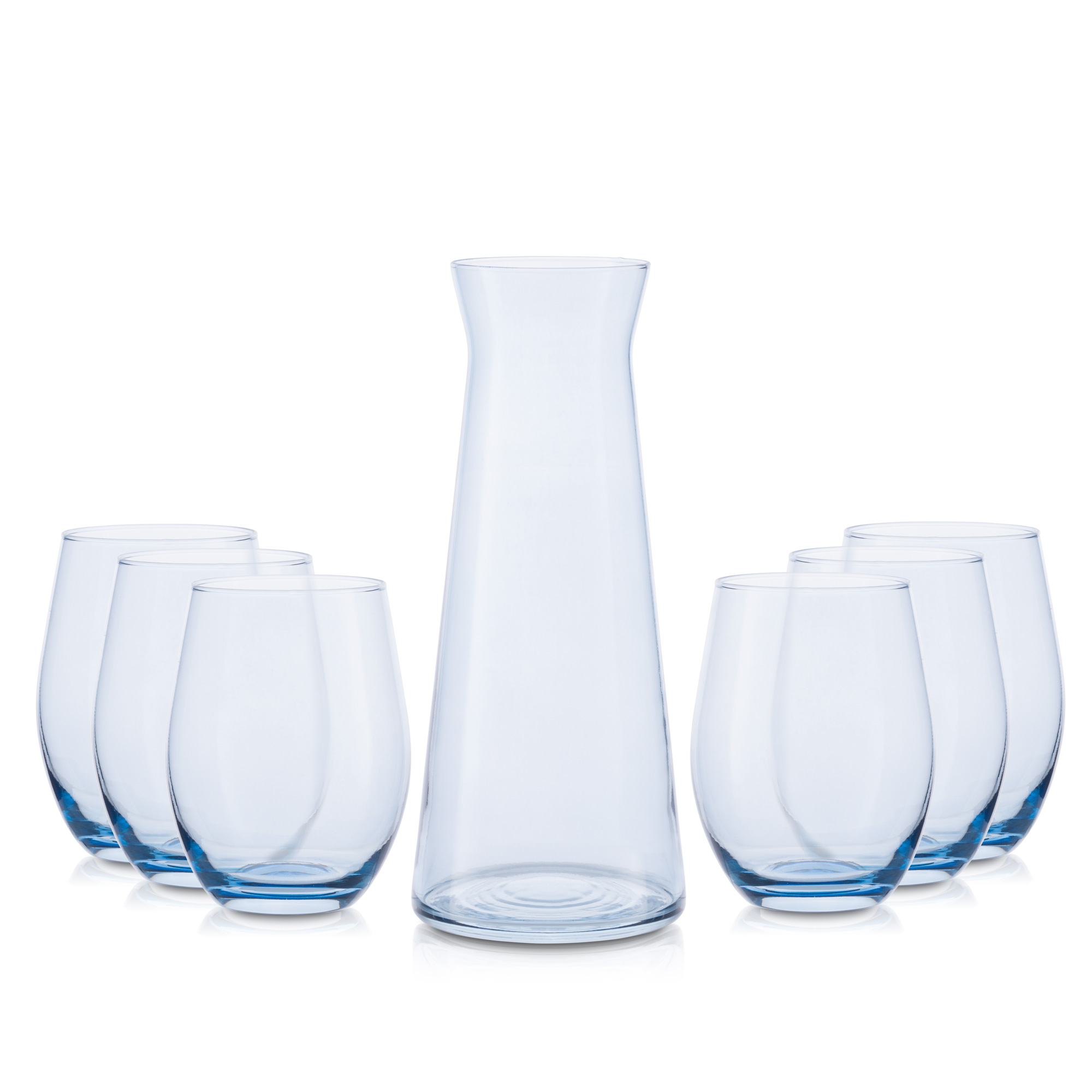 Zestaw do wody karafka niebieski transparent + 6 szklanek dużych