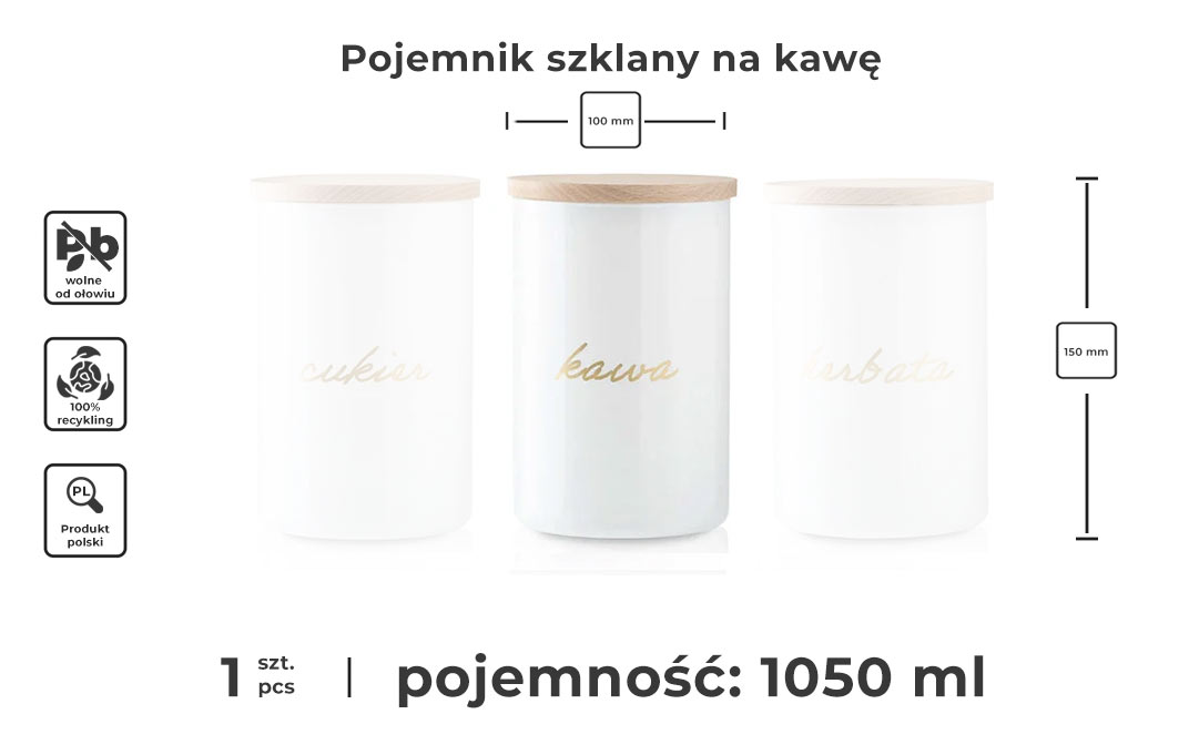 Biały pojemnik szklany na kawę