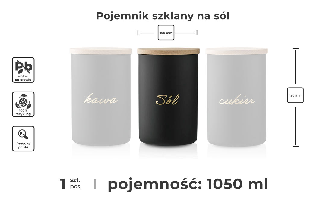 Szklany pojemnik na sól - infografika