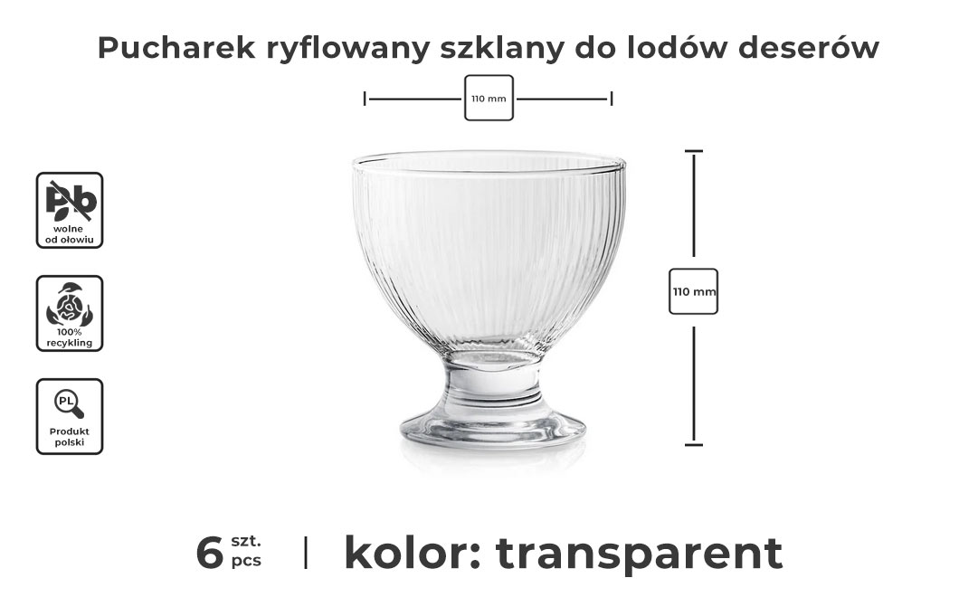 Pucharek ryflowany do lodów i deserów - infografika