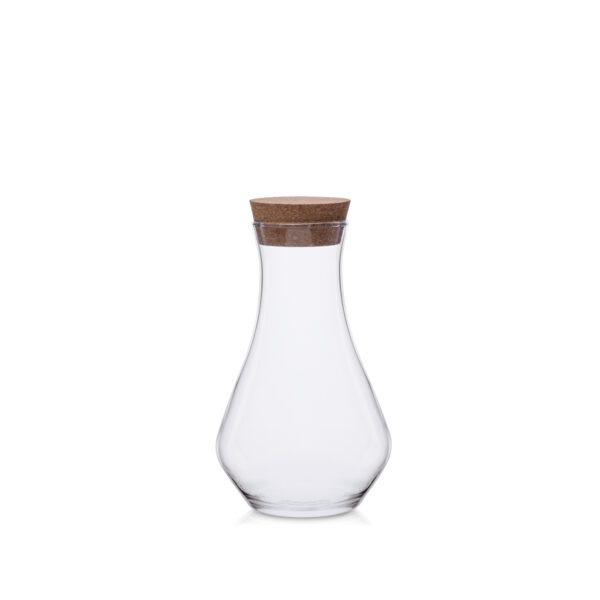 Karafka szklana 1250 ml zaokrąglona z korkiem drewnianym do wina