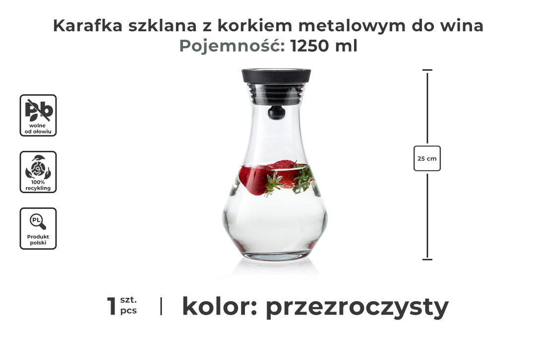 Karafka do wina z korkiem metalowym