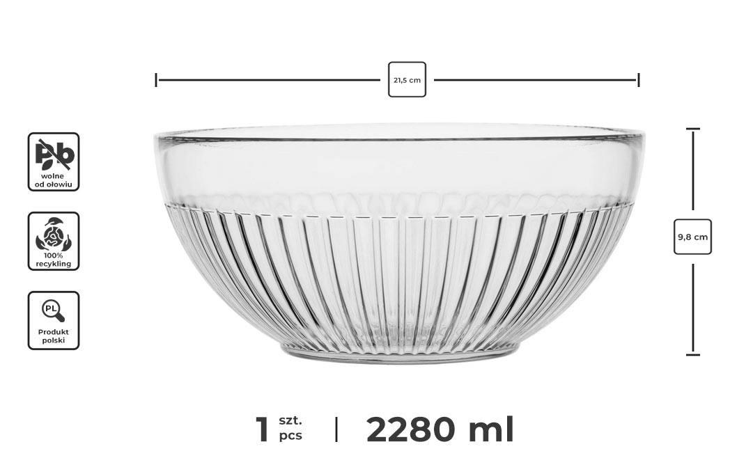Szklana miska przezroczysta transparent - infografika