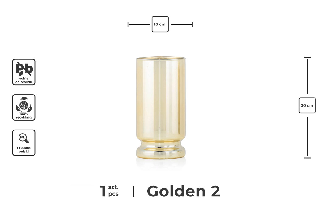 Wazon szklany niski Golden 2 - infografika