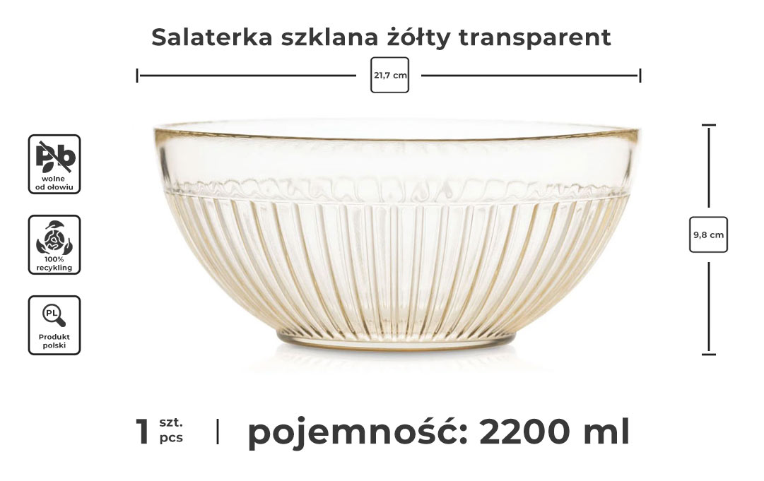 Salaterka szklana w kolorze żółtym - transparent