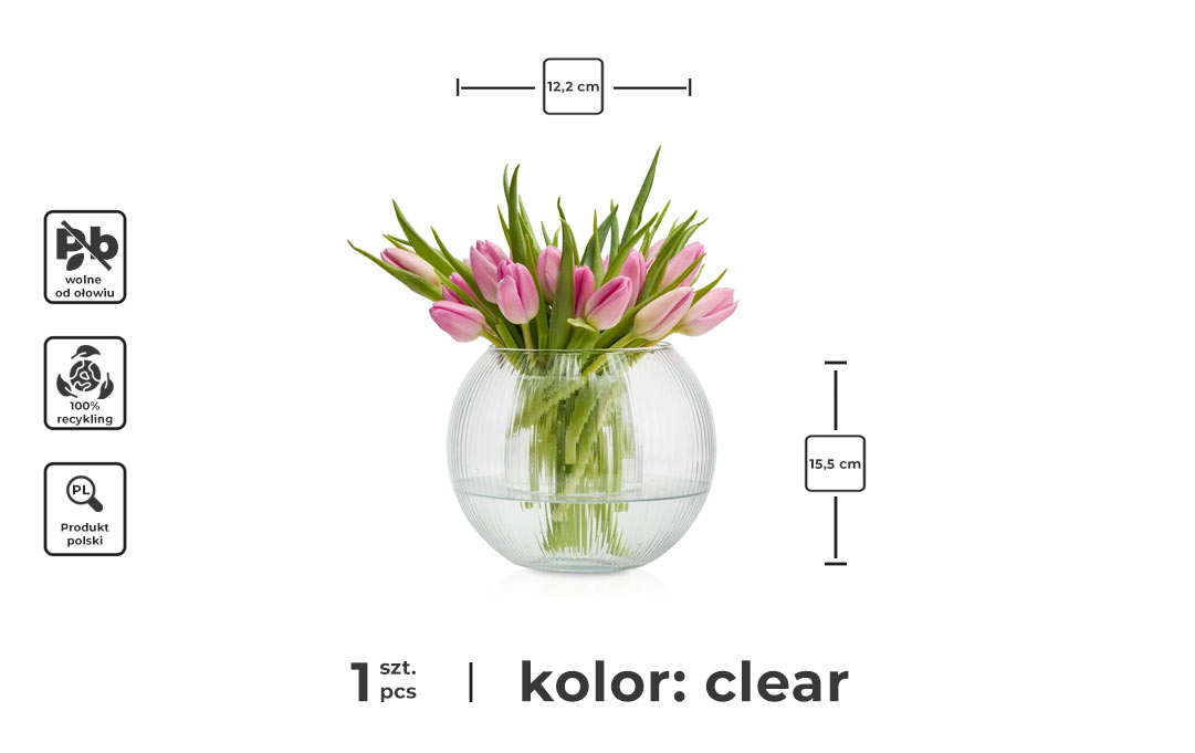 Wazon szklany kula transparent - infografika