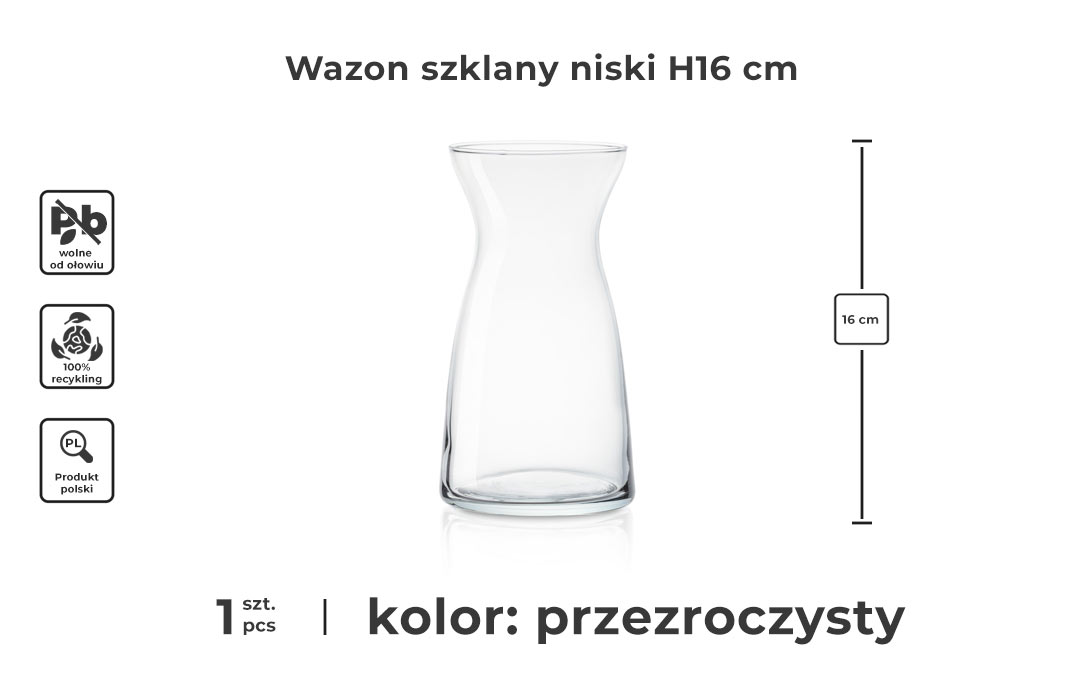 Wazon szklany niski H16 - infografika