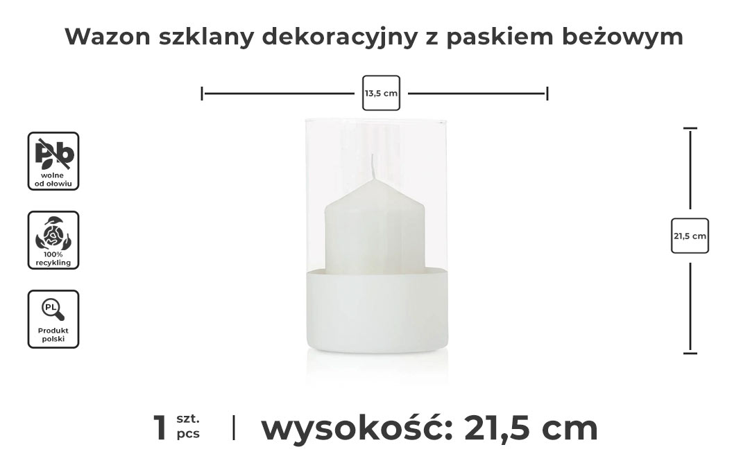 Wazon szklany świecznik z paskiem H21 - infografika