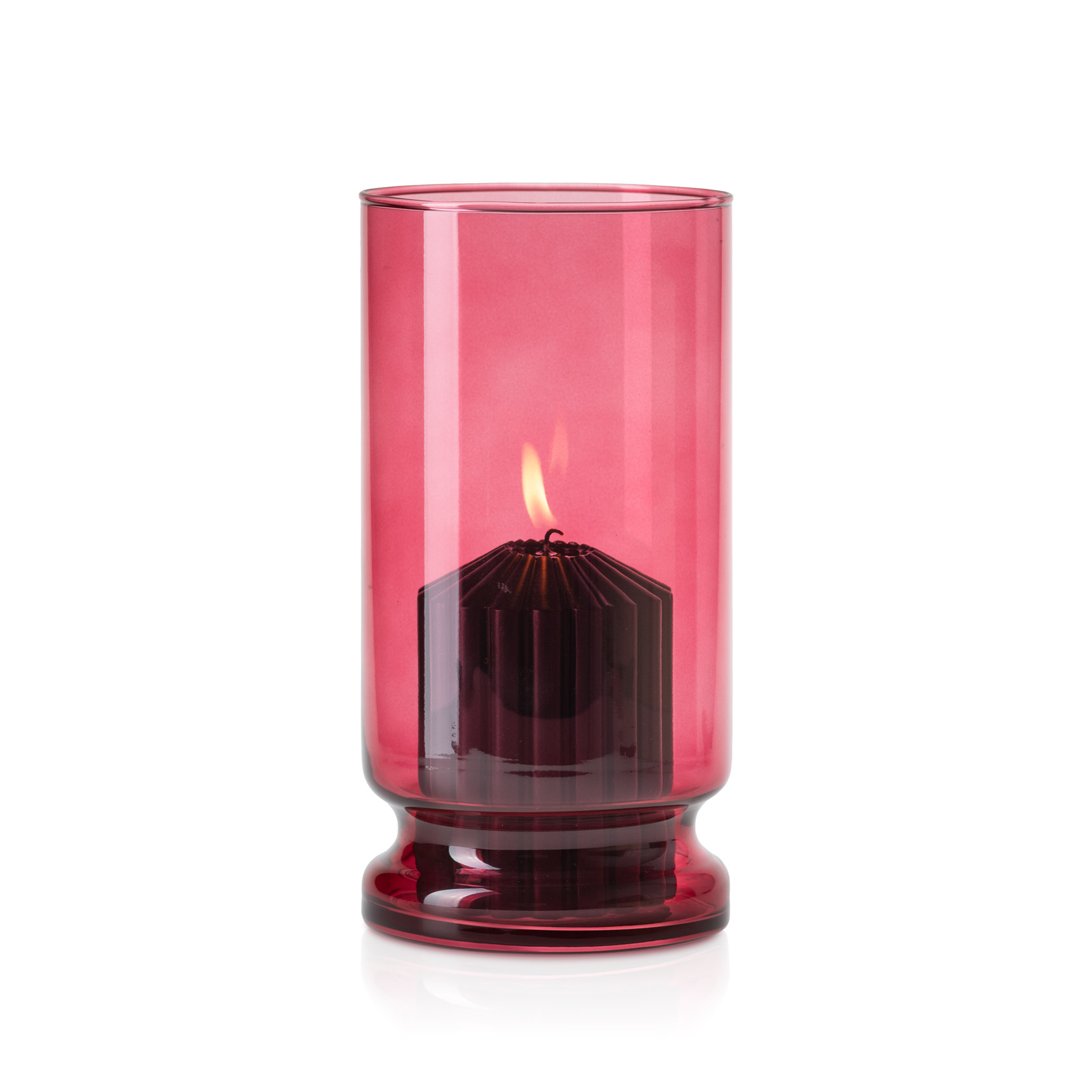 Wazon szklany niski bordo transparent