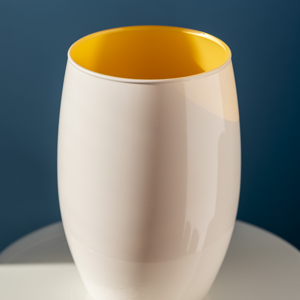 Wazon szklany DUO kremowo żółty 20 cm