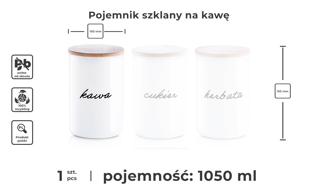 Biały pojemnik na kawę z napisem w kolorze czarnym