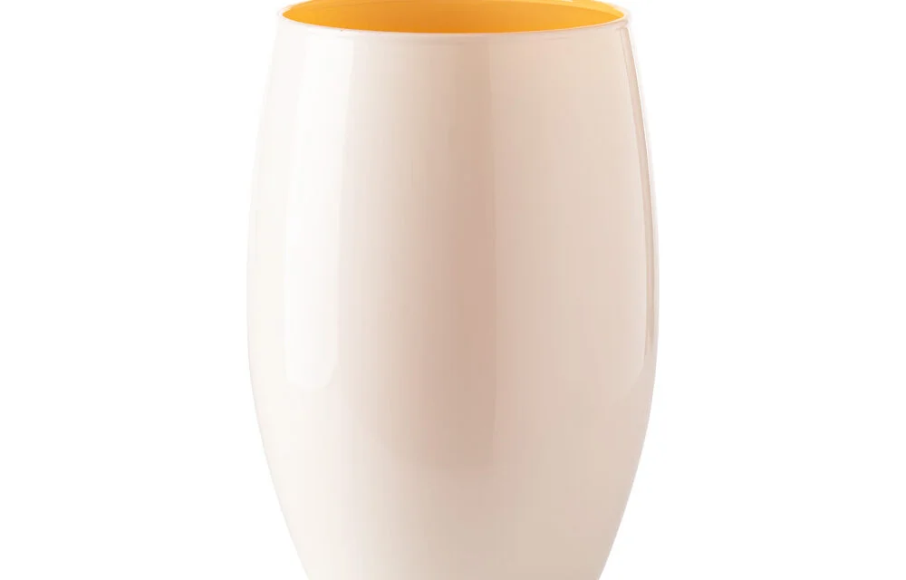 Wazon szklany DUO kremowo żółty 20 cm