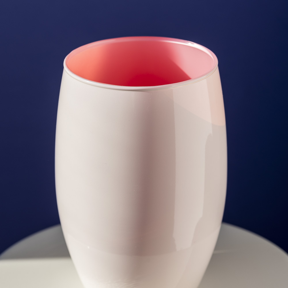 Wazon szklany DUO kremowo różowy 20 cm