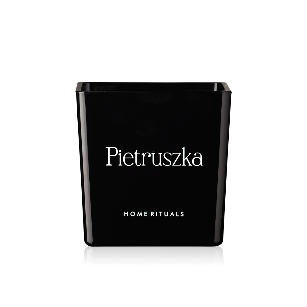 Doniczka osłonka czarna z białym napisem Pietruszka 12cm