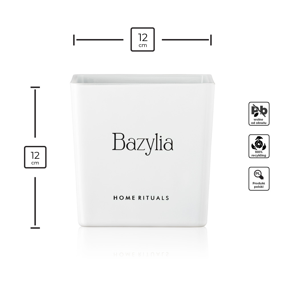 Doniczka osłonka biała z czarnym napisem Bazylia 12cm