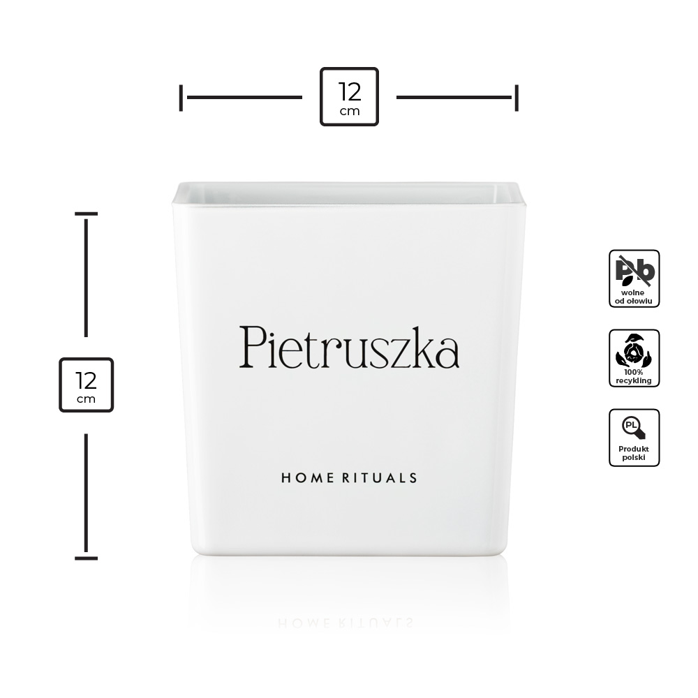Doniczka osłonka biała z czarnym napisem Pietruszka 12cm