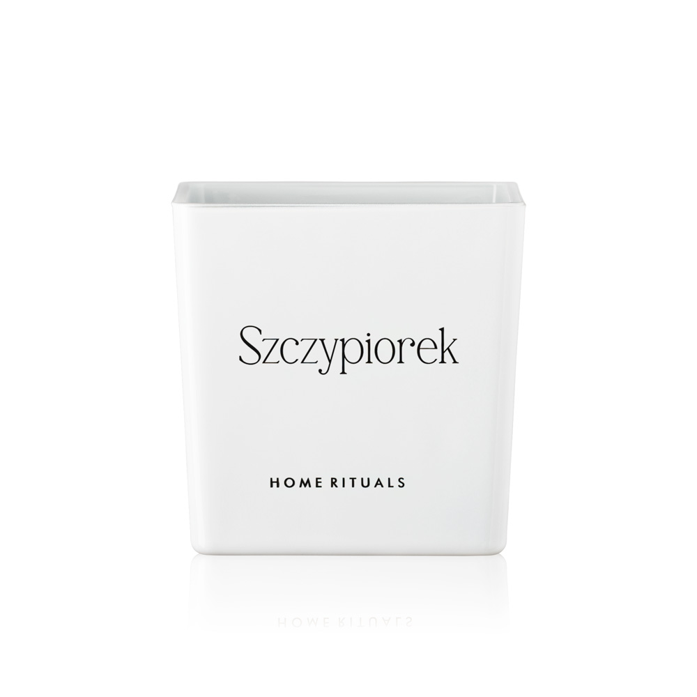 Doniczka osłonka biała z czarnym napisem Szczypiorek 12cm