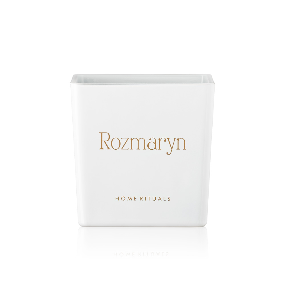 Doniczka osłonka biała ze złotym napisem Rozmaryn 12cm