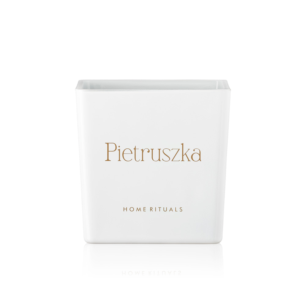 Doniczka osłonka biała ze złotym napisem Pietruszka 12cm