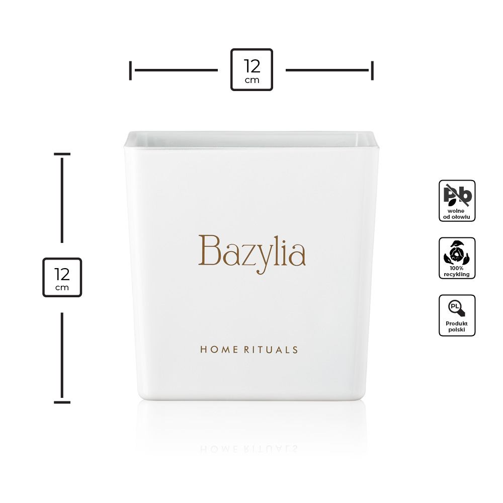 Doniczka osłonka biała ze złotym napisem Bazylia 12cm