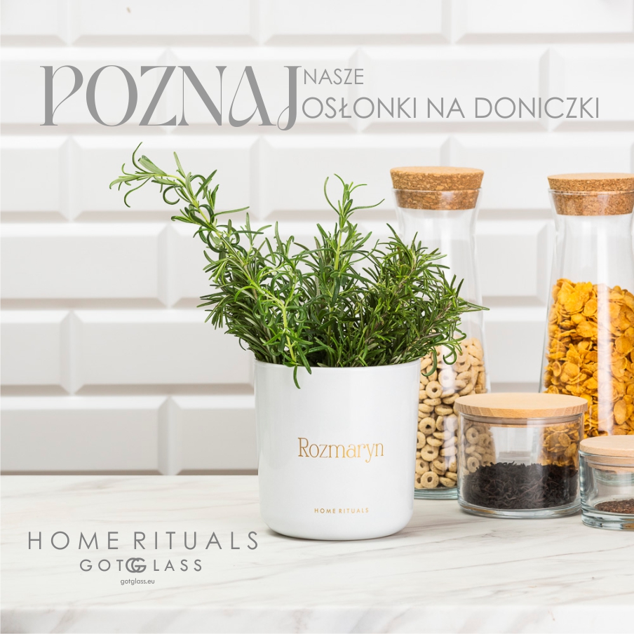 Osłonki na doniczki - Rozmaryn złoty napis