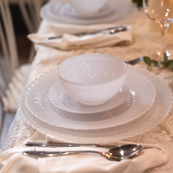 Salaterka miska szklana ELEGANCE biała 655 ml kpl 6 szt