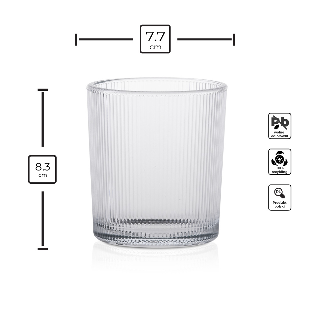 Szklany pojemnik do zalewu 253 ml ryflowany 70050 kpl 6 szt