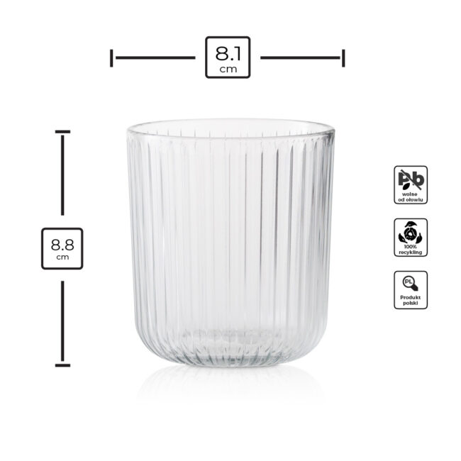 Szklanki ryflowane przezroczyste 285ml - infografika
