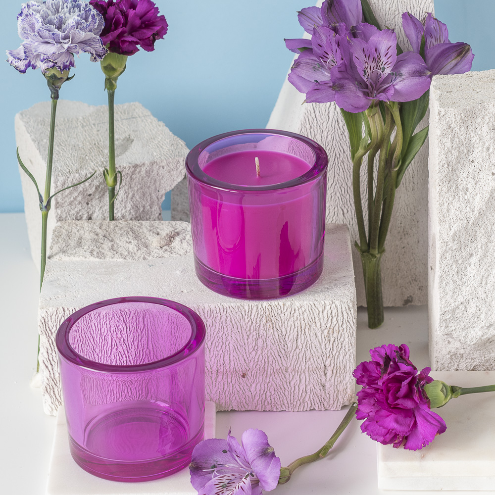 Szklany pojemnik do zalewu LUMINA 250 ml amarantowy transparent 70842 kpl 6 szt.