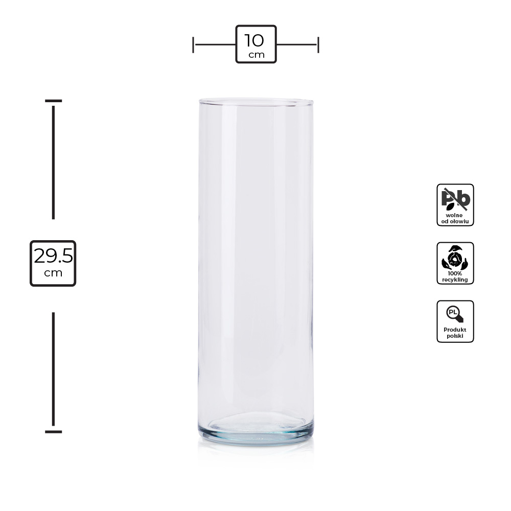 Wazon szklany cylinder 29x10 cm