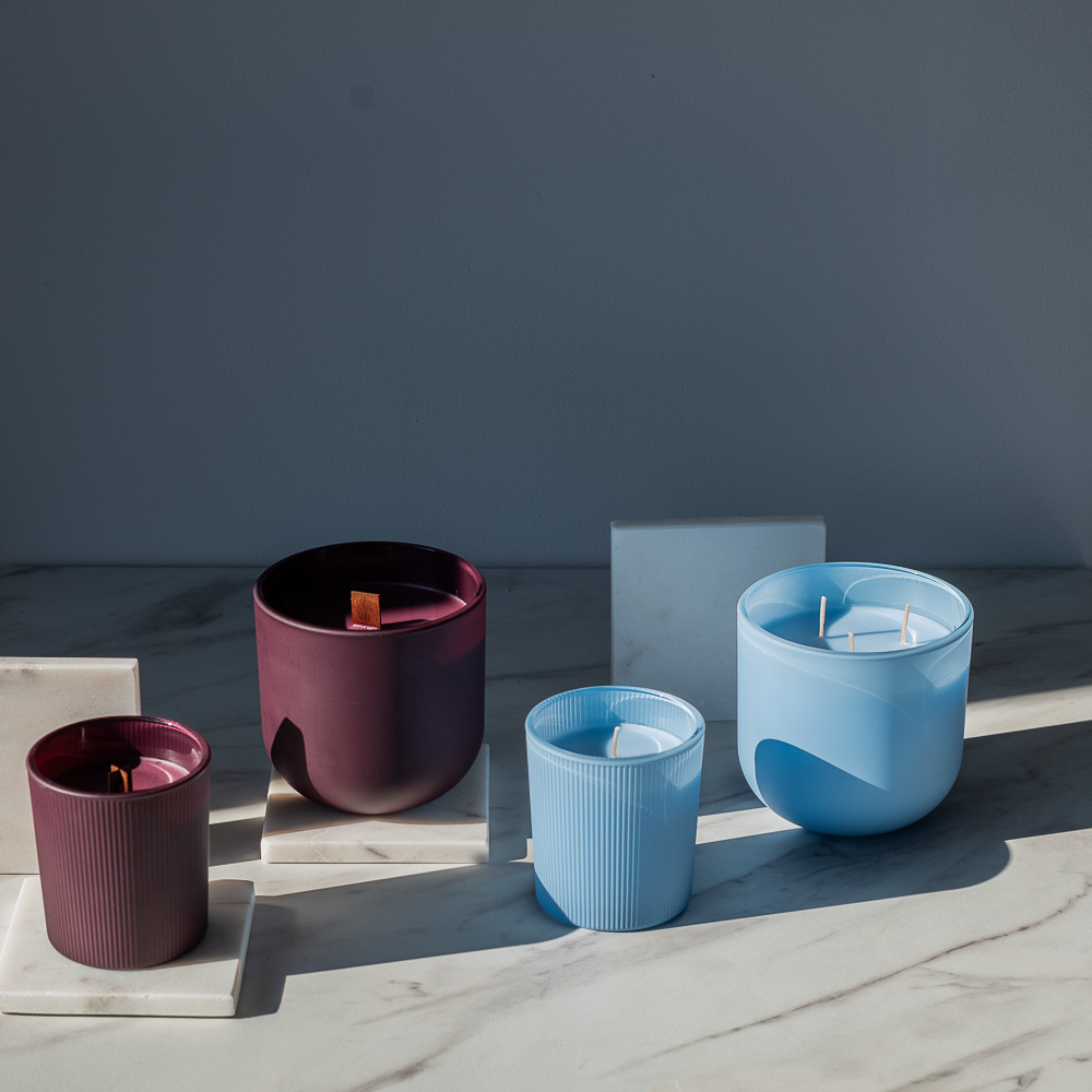 Pojemnik szklany pod zalew świec DUAL TONE bordo 70652 kpl 6 szt.