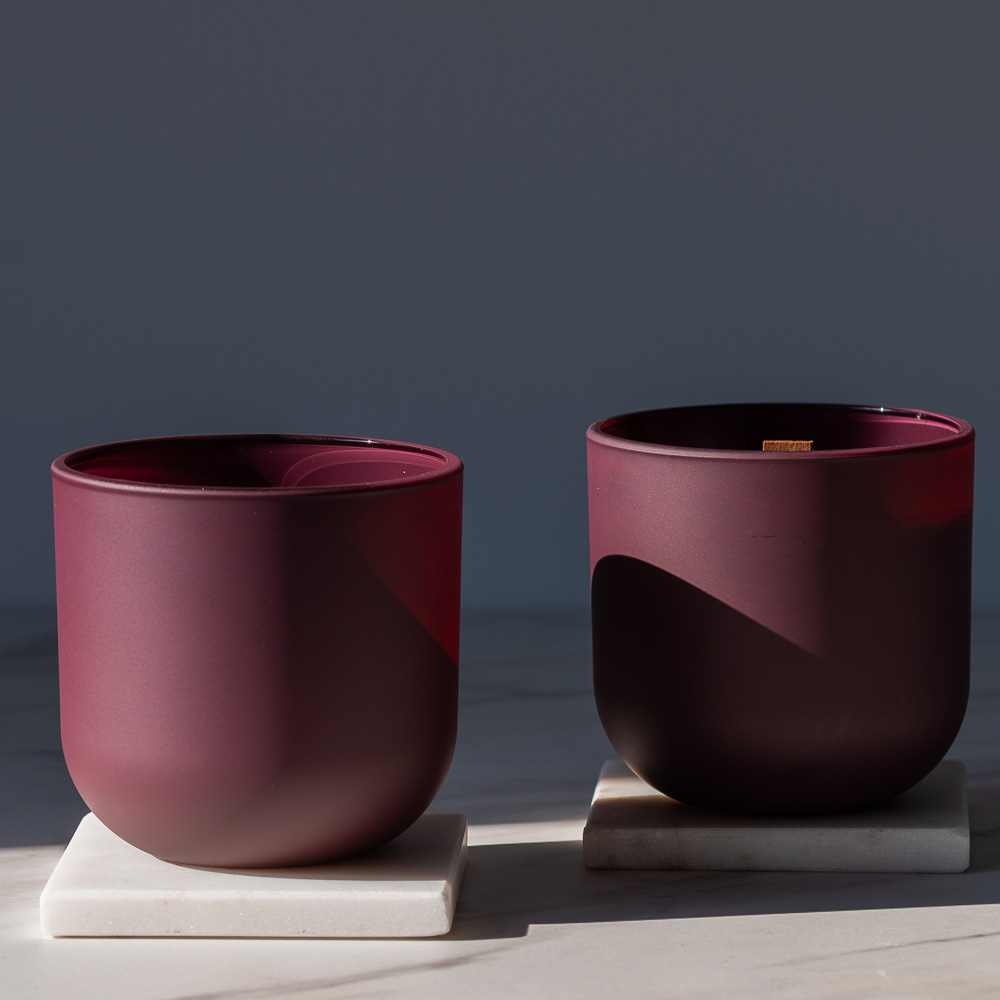 Pojemnik szklany pod zalew świec DUAL TONE bordo 70652 kpl 6 szt.