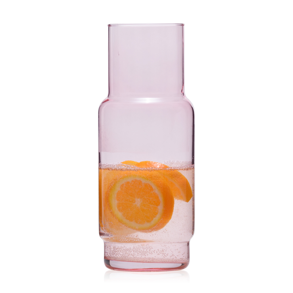 Zestaw CRISTAL COLOR róż karafka 1 l + 6 szklanek niskich 465 ml