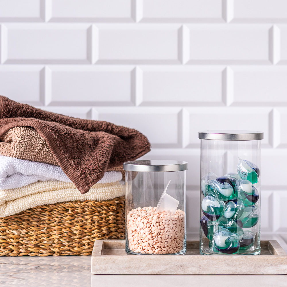 Pojemnik szklany do przechowywania PURE HOME z pokrywką metalową 15 cm