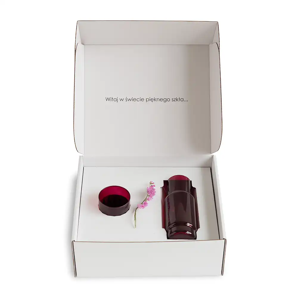 Zestaw CRISTAL COLOR bordo karafka 1 l + 6 szklanek niskich 465 ml