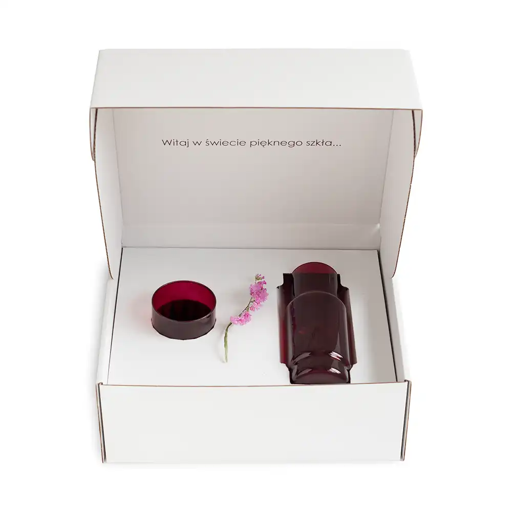 Zestaw CRISTAL COLOR bordo karafka 1 l + 6 szklanek niskich 465 ml