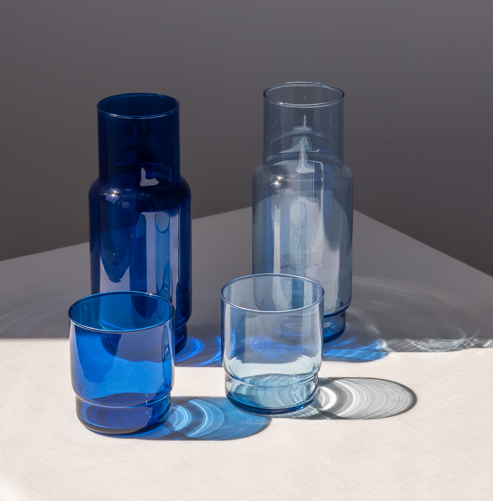 Karafka szklana gładka CRISTAL COLOR błękit 1 l