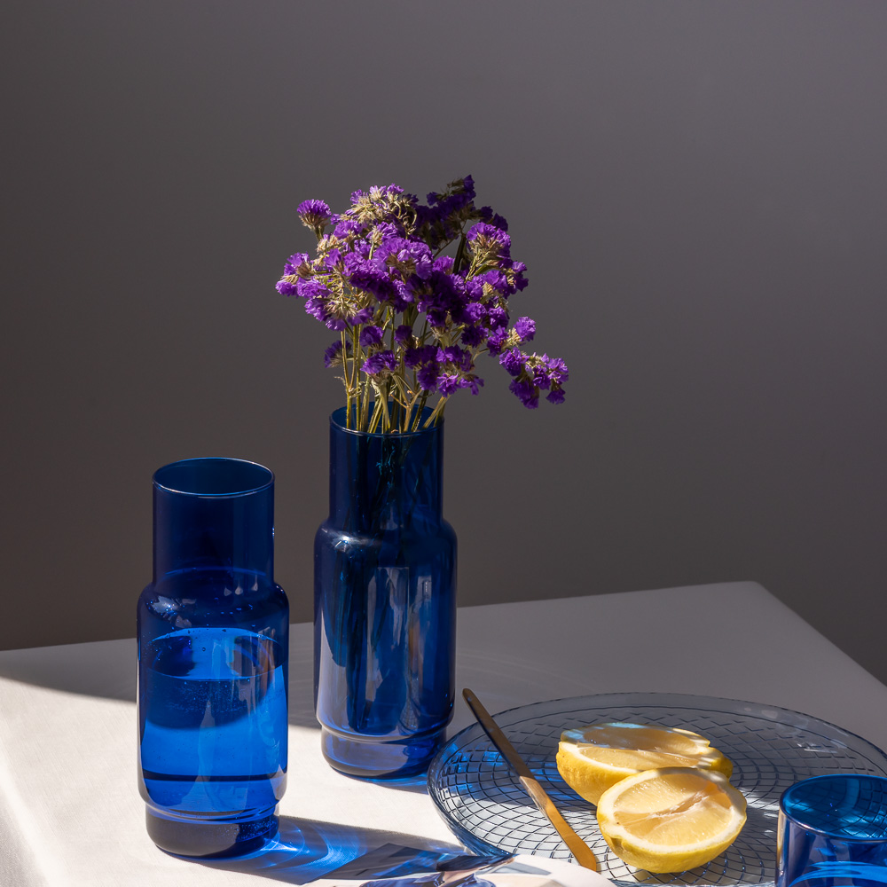 Karafka szklana gładka CRISTAL COLOR granat 1 l