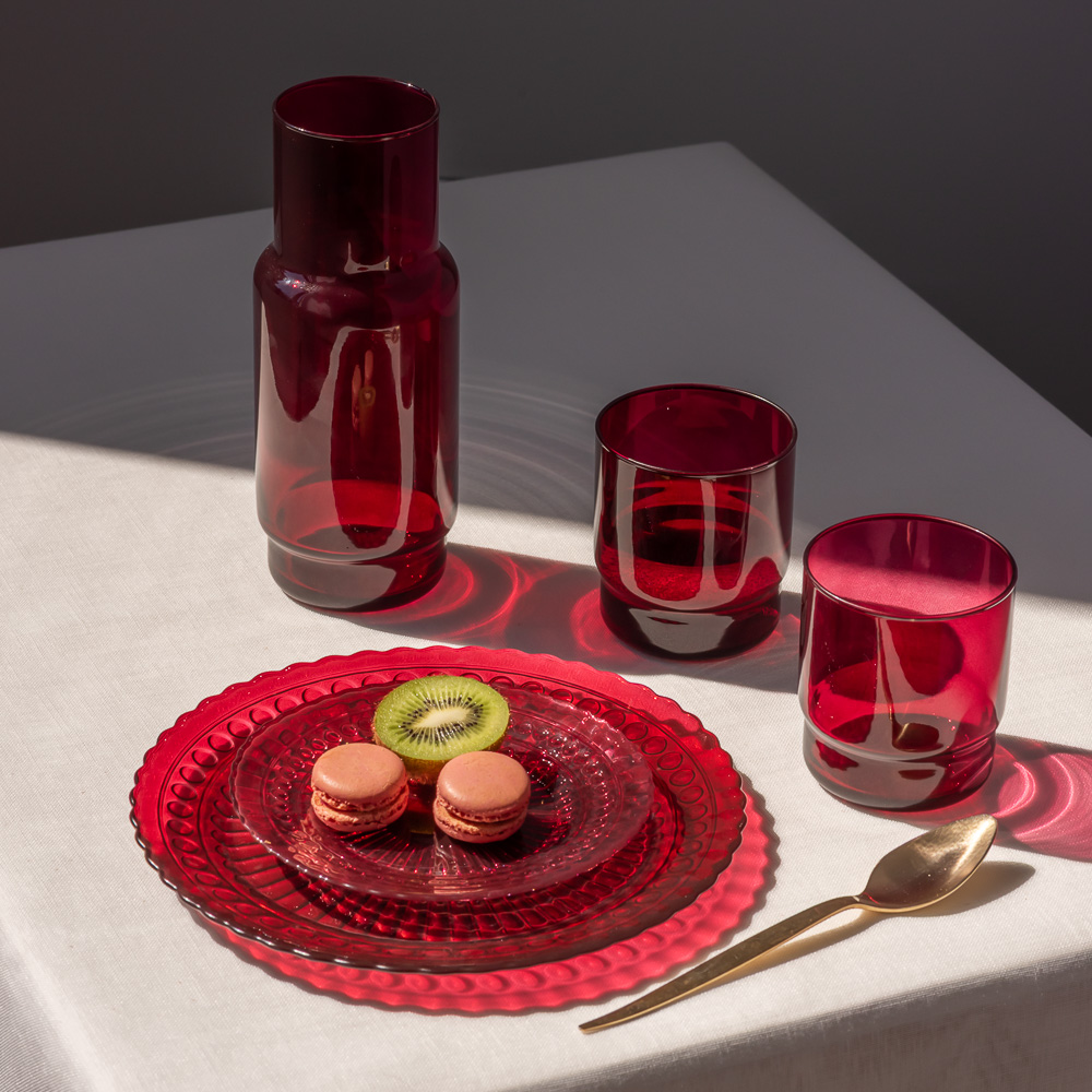 Karafka szklana gładka CRISTAL COLOR bordo 1 l