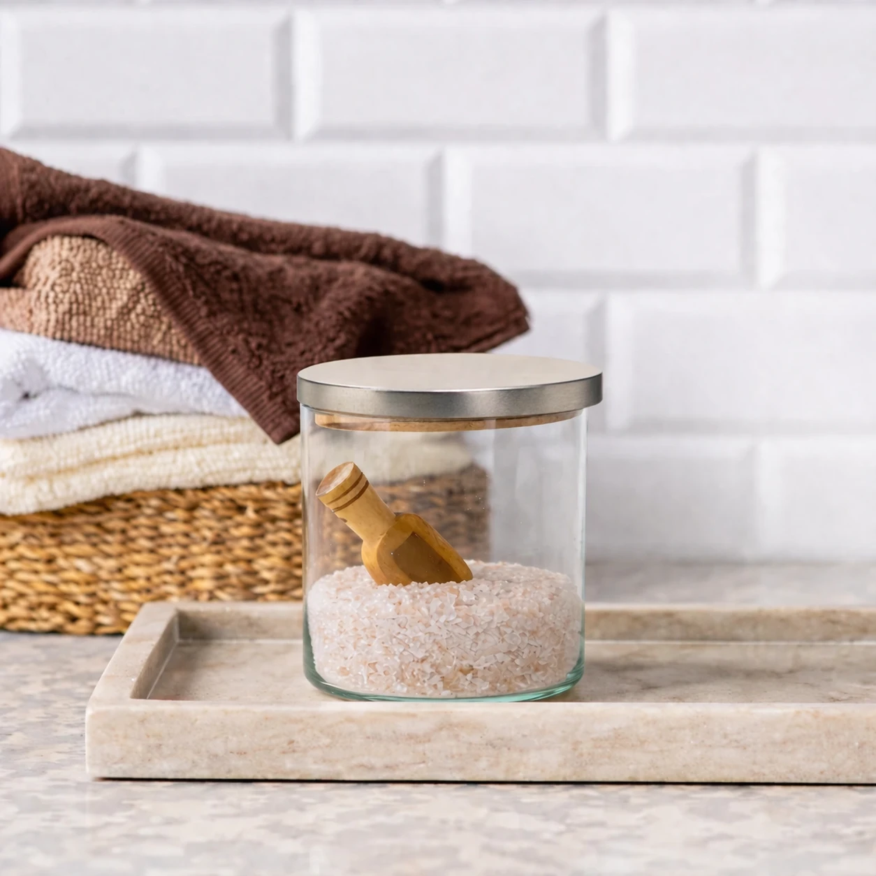 infografika pojemnik szklany pure home na sól do kąpieli